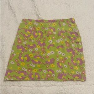 Sabo Skirt Floral A-Line Mini Skirt Green Pink Cottagecore Vacation Summer